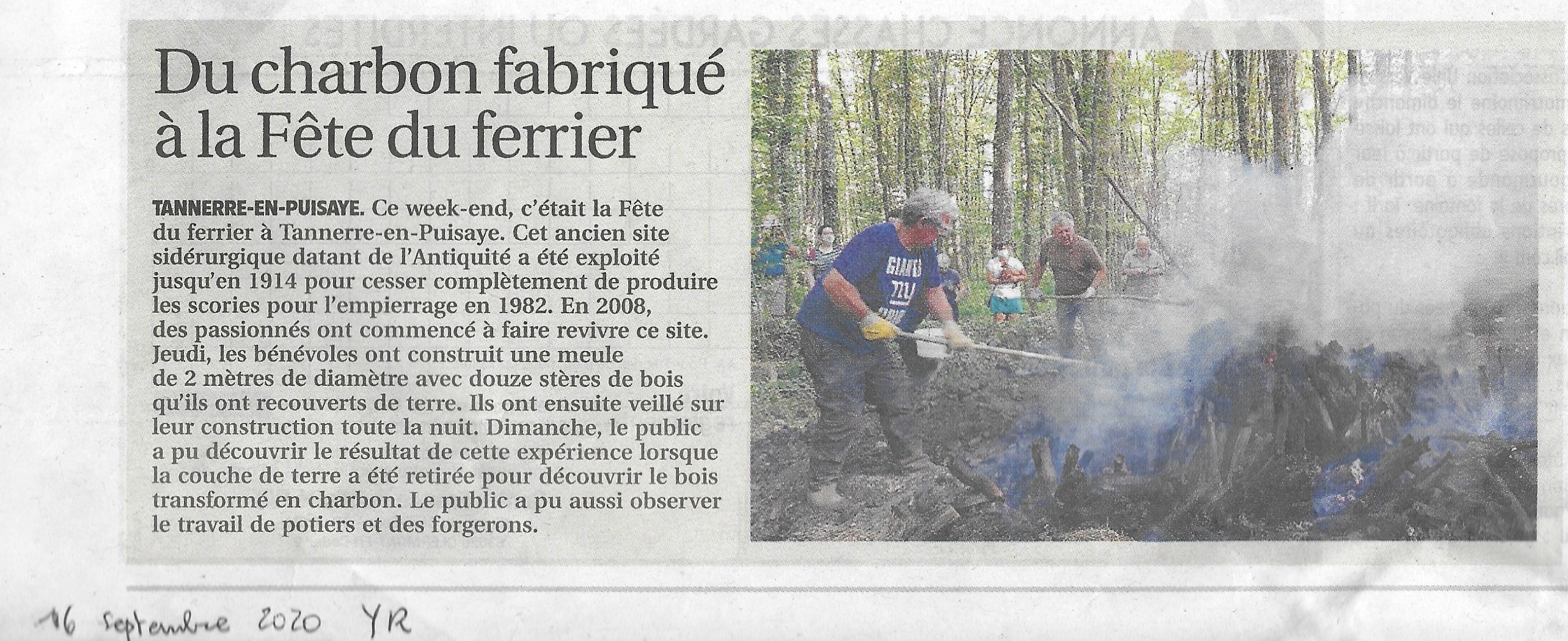L'Yonne Républicaine, 16 septembre 2020, meule de charbon de bois