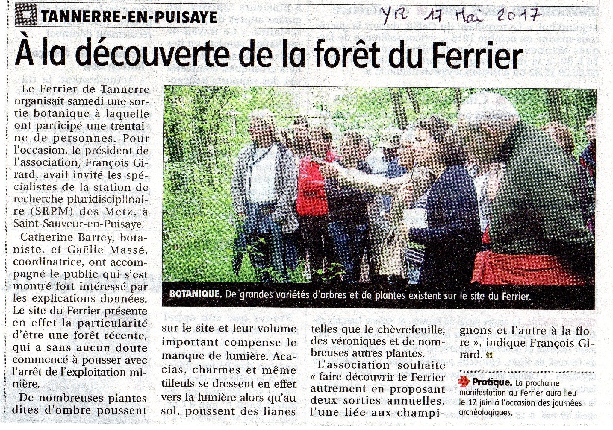 Mercredi 17 mai 2017, l'Yonne Républicaine, sortie botanique